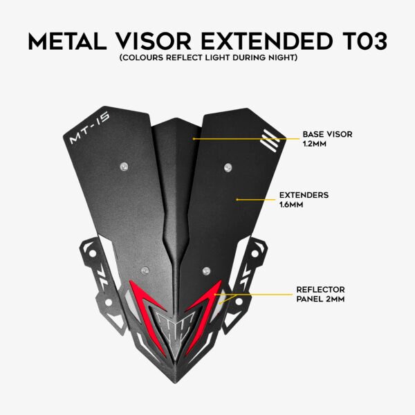 Reflective Metal Visor Extended T03 for Yamaha MT15 - Image 2